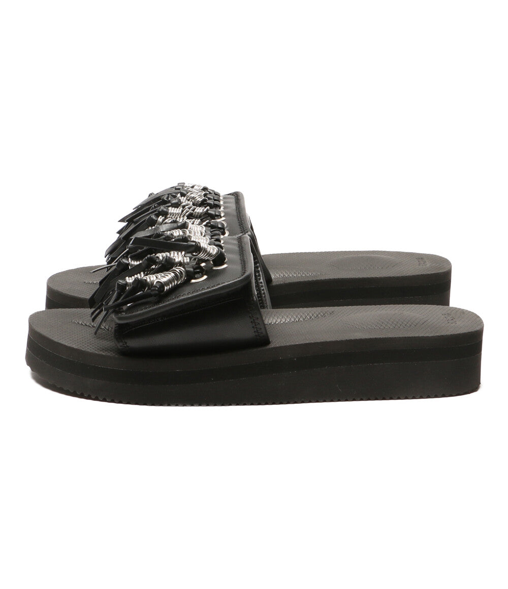 美品 TOGA×SUICOKE スイコック フリンジ SLIDE サンダル ブラック レディース SIZE 25cm トーガ