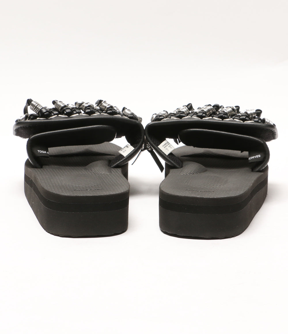 美品 TOGA×SUICOKE スイコック フリンジ SLIDE サンダル ブラック
