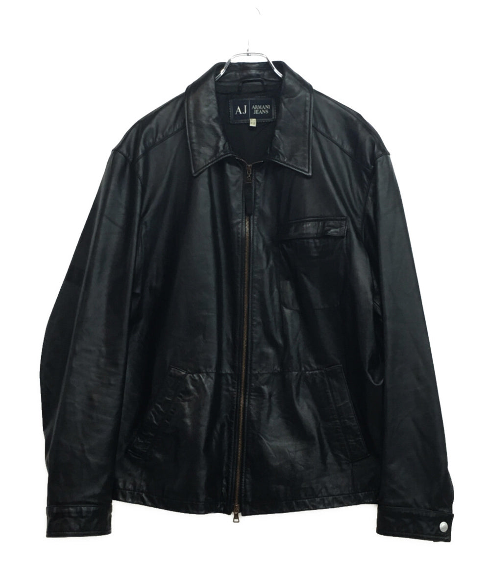 ARMANI JEANS レザーブルゾン ブラック 00S メンズ SIZE 54 アルマーニジーンズ