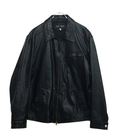 ARMANI JEANS レザーブルゾン ブラック 00S メンズ SIZE 54 アルマーニジーンズ