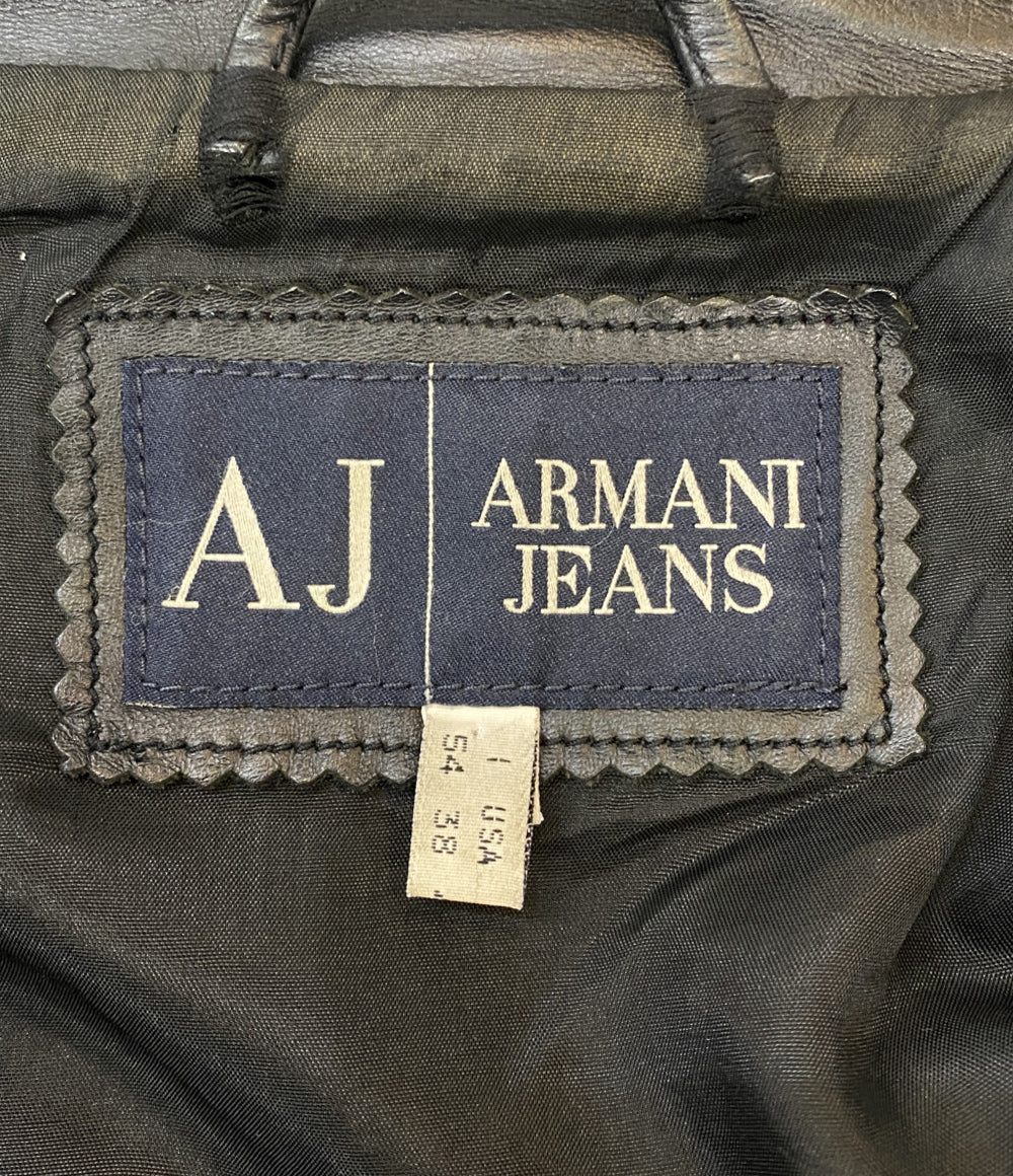 ARMANI JEANS レザーブルゾン ブラック 00S メンズ SIZE 54 アルマーニジーンズ