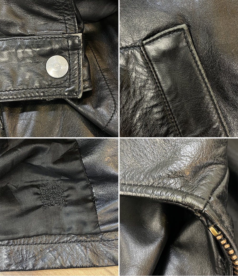 ARMANI JEANS レザーブルゾン ブラック 00S メンズ SIZE 54 アルマーニジーンズ