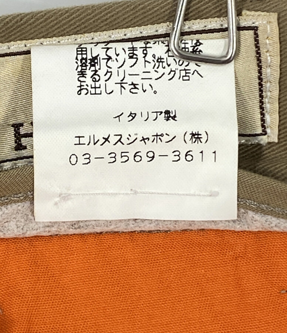 HERMES 内オレンジストレートパンツ レディース SIZE 46 エルメス