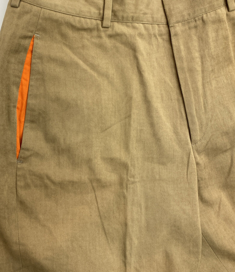 HERMES 内オレンジストレートパンツ レディース SIZE 46 エルメス