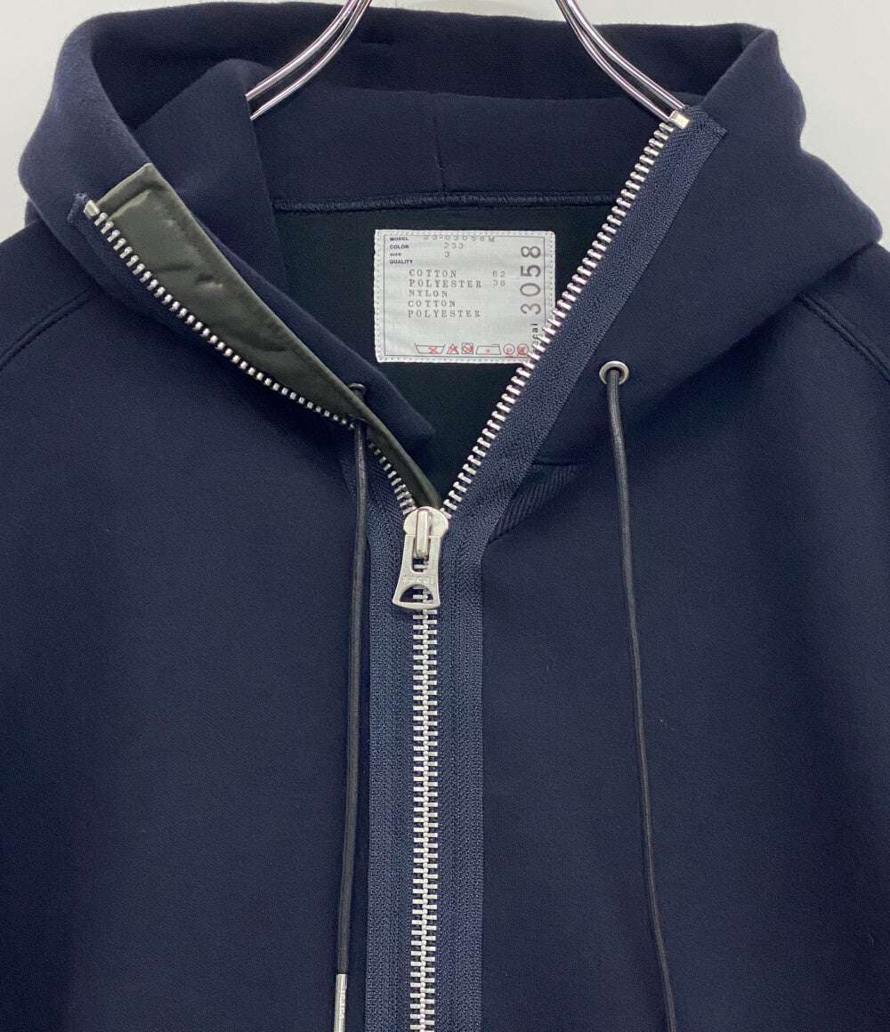 美品 sacai ハイネックダブルジップアップパーカー 23-03058M メンズ