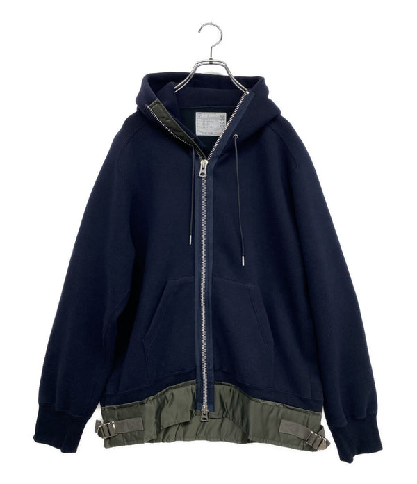 美品 sacai ハイネックダブルジップアップパーカー 23-03058M メンズ