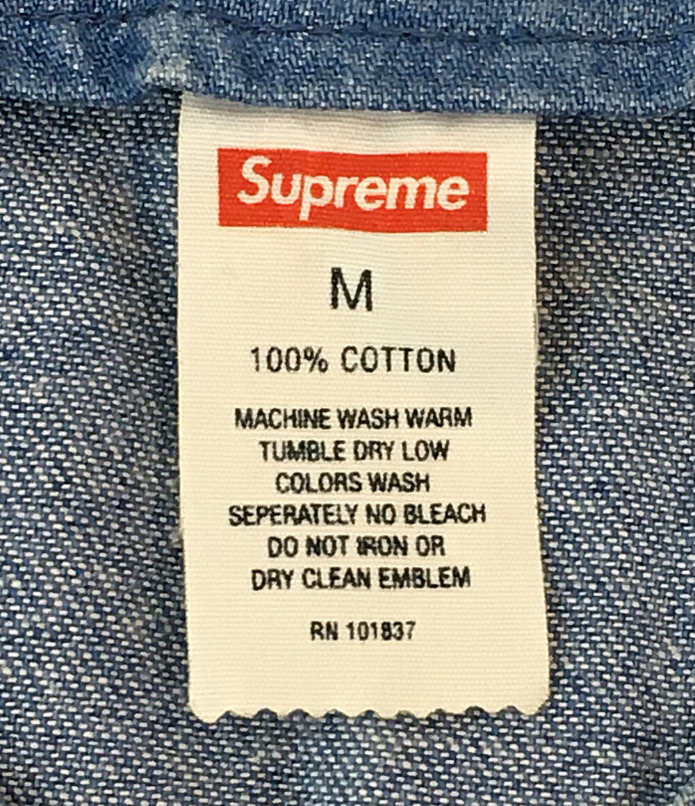 Supreme 半袖デニムシャツ 袖チェック 14SS メンズ SIZE M シュプリーム
