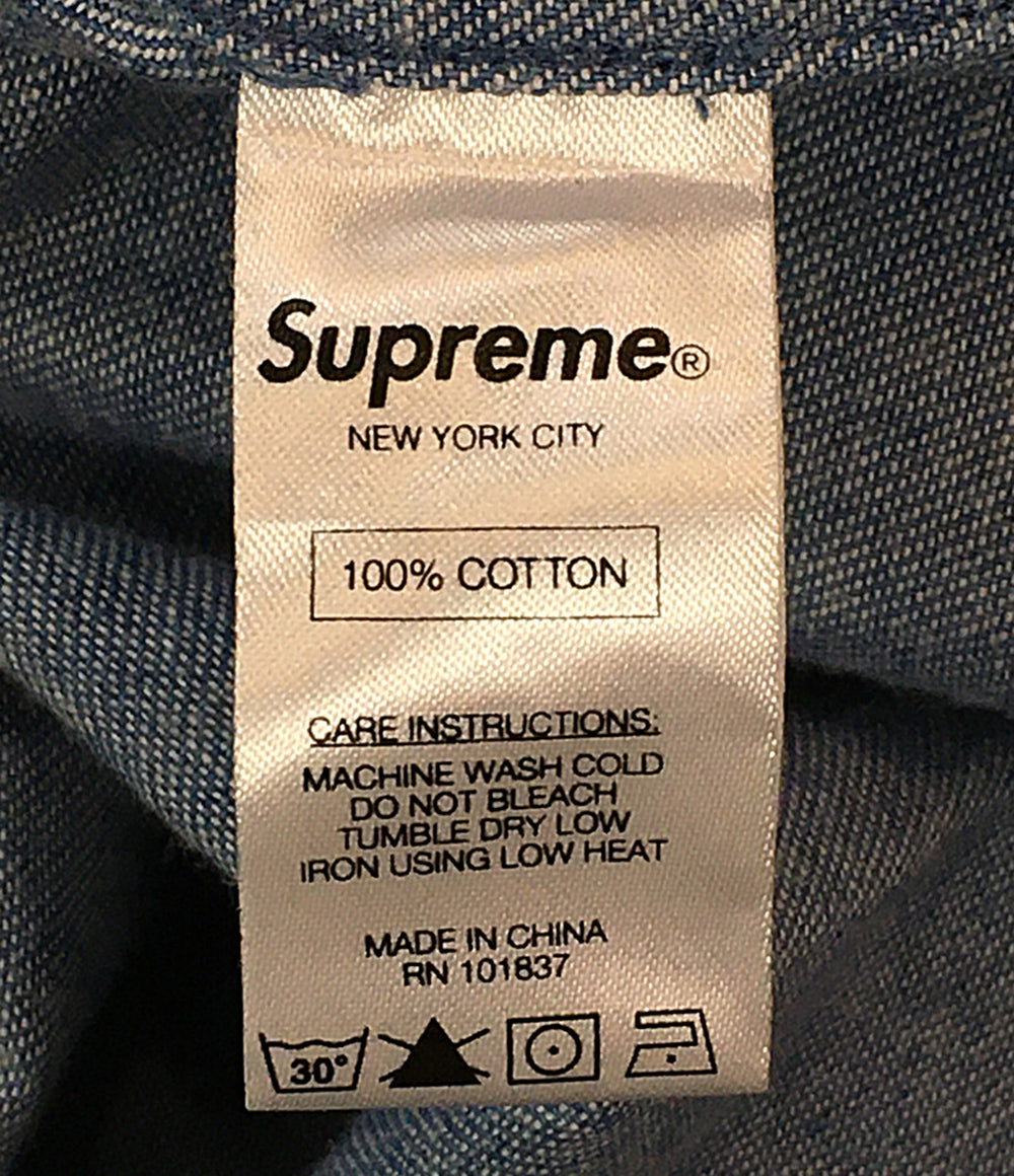Supreme 半袖デニムシャツ 袖チェック 14SS メンズ SIZE M シュプリーム