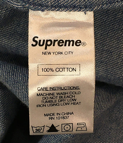 Supreme 半袖デニムシャツ 袖チェック 14SS メンズ SIZE M シュプリーム