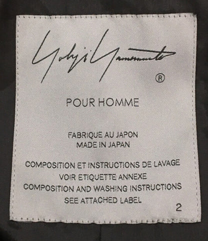 YOHJI YAMAMOTO POUR HOMME コート レザー切替・衿釦止めJ LOOK15 24AW メンズ SIZE 2 ヨウジヤマモトプールオム