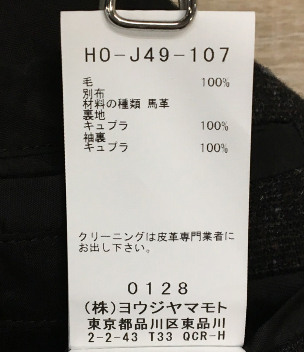 YOHJI YAMAMOTO POUR HOMME コート レザー切替・衿釦止めJ LOOK15 24AW メンズ SIZE 2 ヨウジヤマモトプールオム