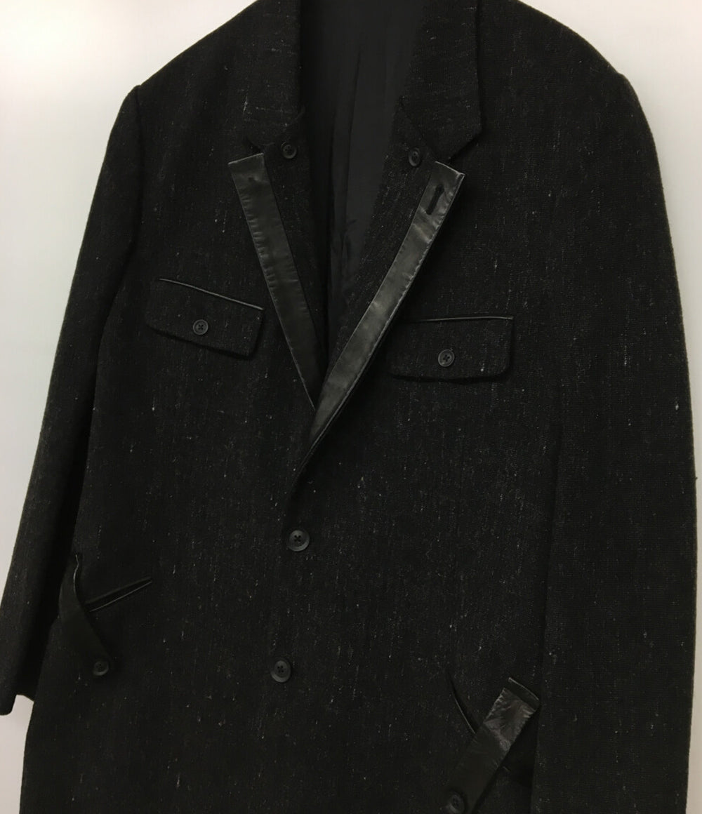 YOHJI YAMAMOTO POUR HOMME コート レザー切替・衿釦止めJ LOOK15 24AW メンズ SIZE 2 ヨウジヤマモトプールオム