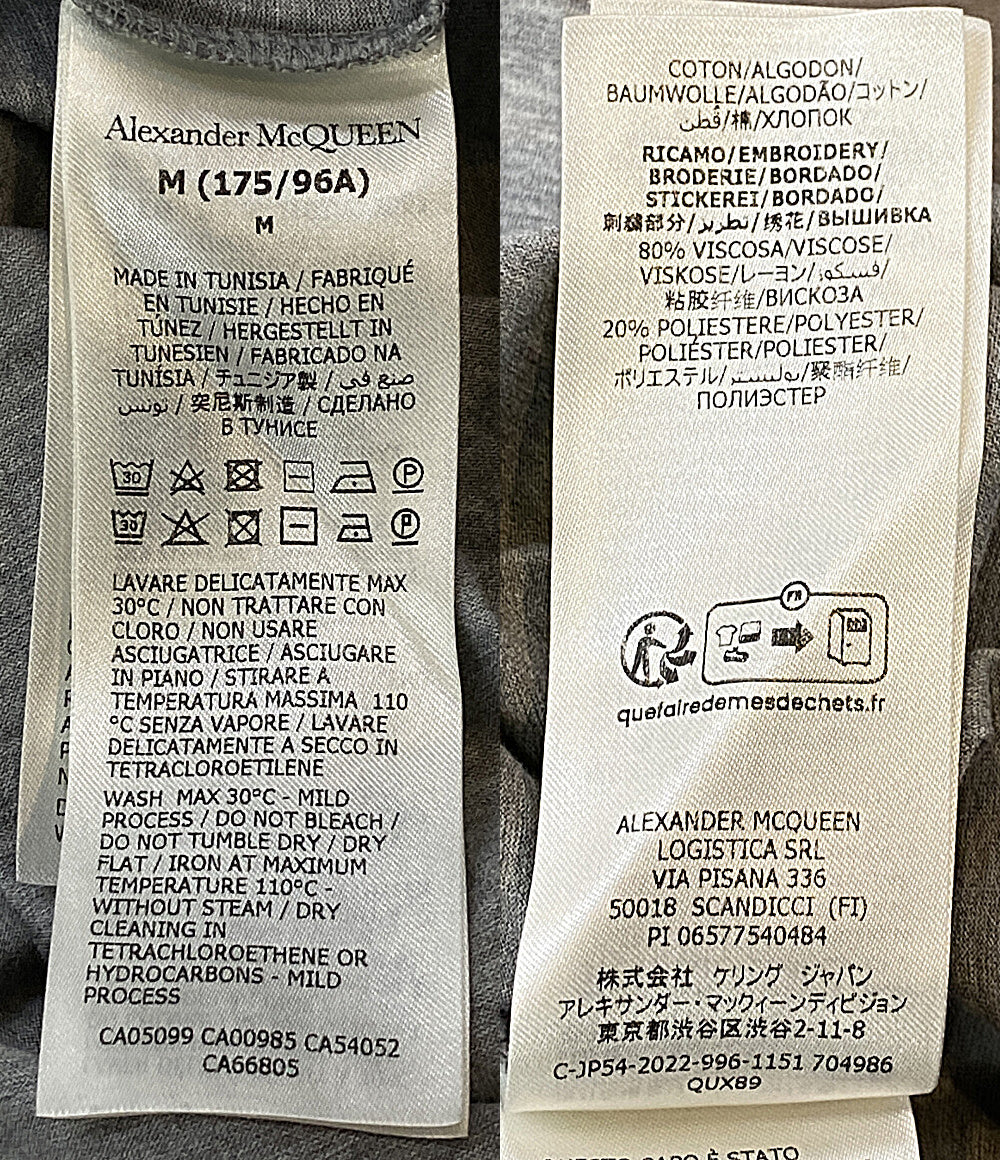 Alexander Mcqueen 半袖Ｔシャツ 刺繍ロゴカットソー メンズ SIZE M アレキサンダーマックイーン