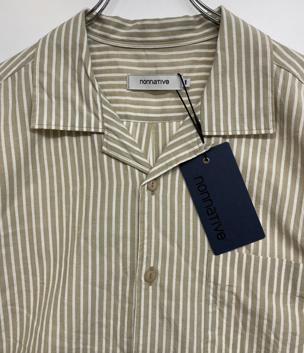 美品 nonnative 半袖シャツ VOYAGER S S SHIRT C Li Ra BROAD STRIPE メンズ SIZE 1 ノンネイティブ