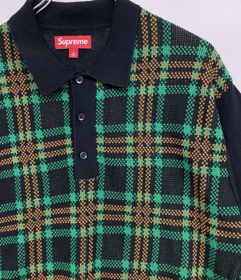 Supreme ニットポロシャツ PLAID KNIT S S POLO 24ss メンズ SIZE L シュプリーム
