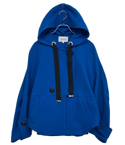 ENFOLD ミドル丈コート フード付き ブルー 300EA330-0530 レディース SIZE 36 エンフォルド