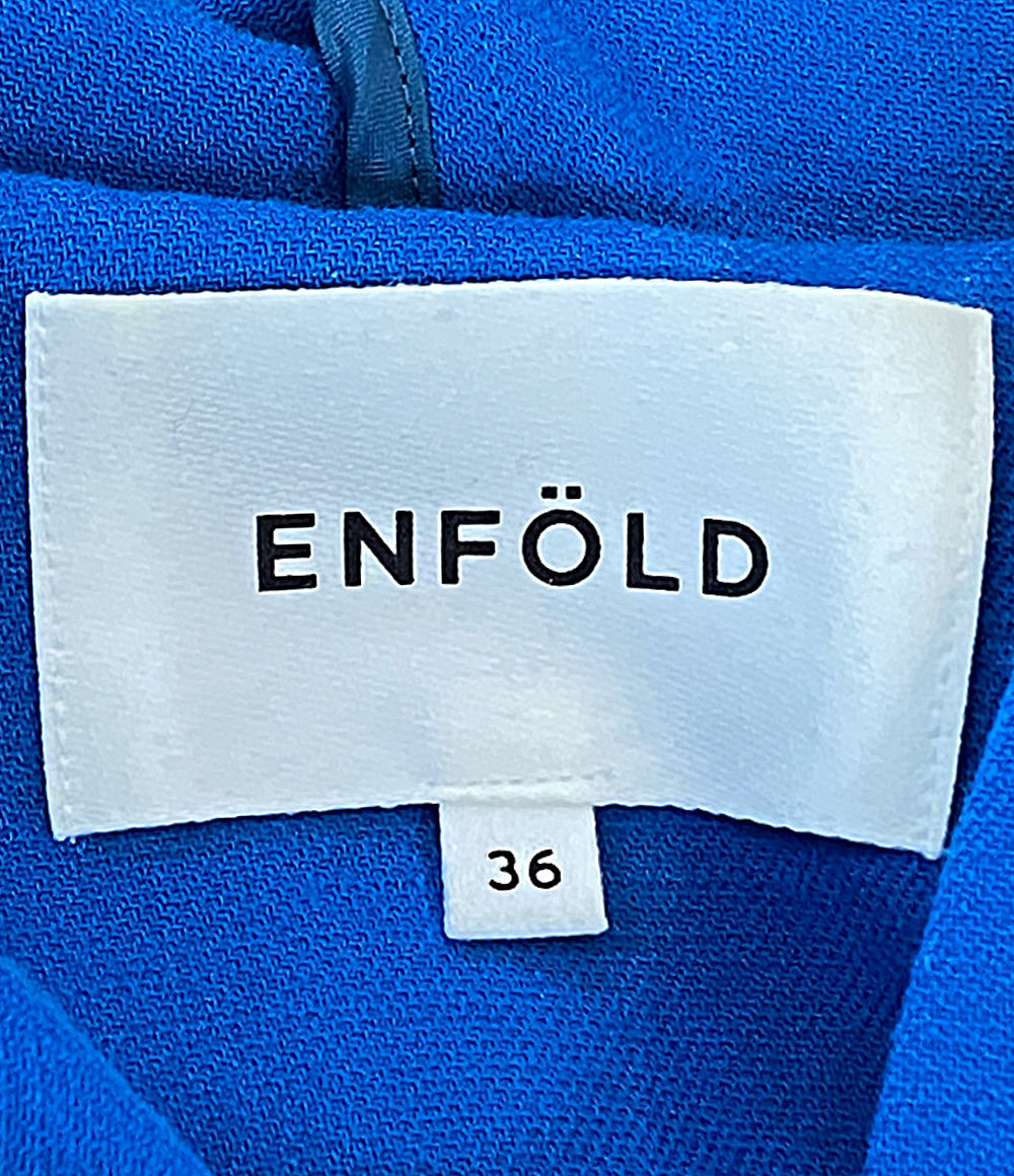 ENFOLD ミドル丈コート フード付き ブルー 300EA330-0530 レディース SIZE 36 エンフォルド
