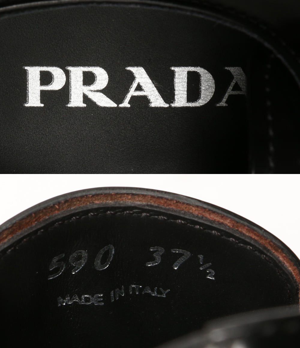 美品 PRADA ローファー 1E590N ベルトデザインレザーシューズ レディース SIZE 37.5 プラダ