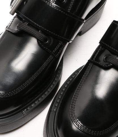 美品 PRADA ローファー 1E590N ベルトデザインレザーシューズ レディース SIZE 37.5 プラダ