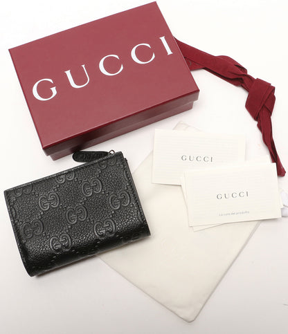 美品 GUCCI 二つ折り財布 GGエンブレム ブラック メンズ グッチ