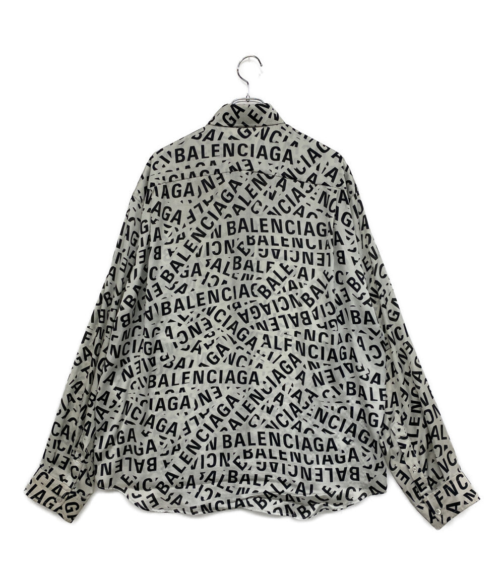 BALENCIAGA 長袖シャツ ロゴグラム グレー 22SS メンズ SIZE 38 バレンシアガ