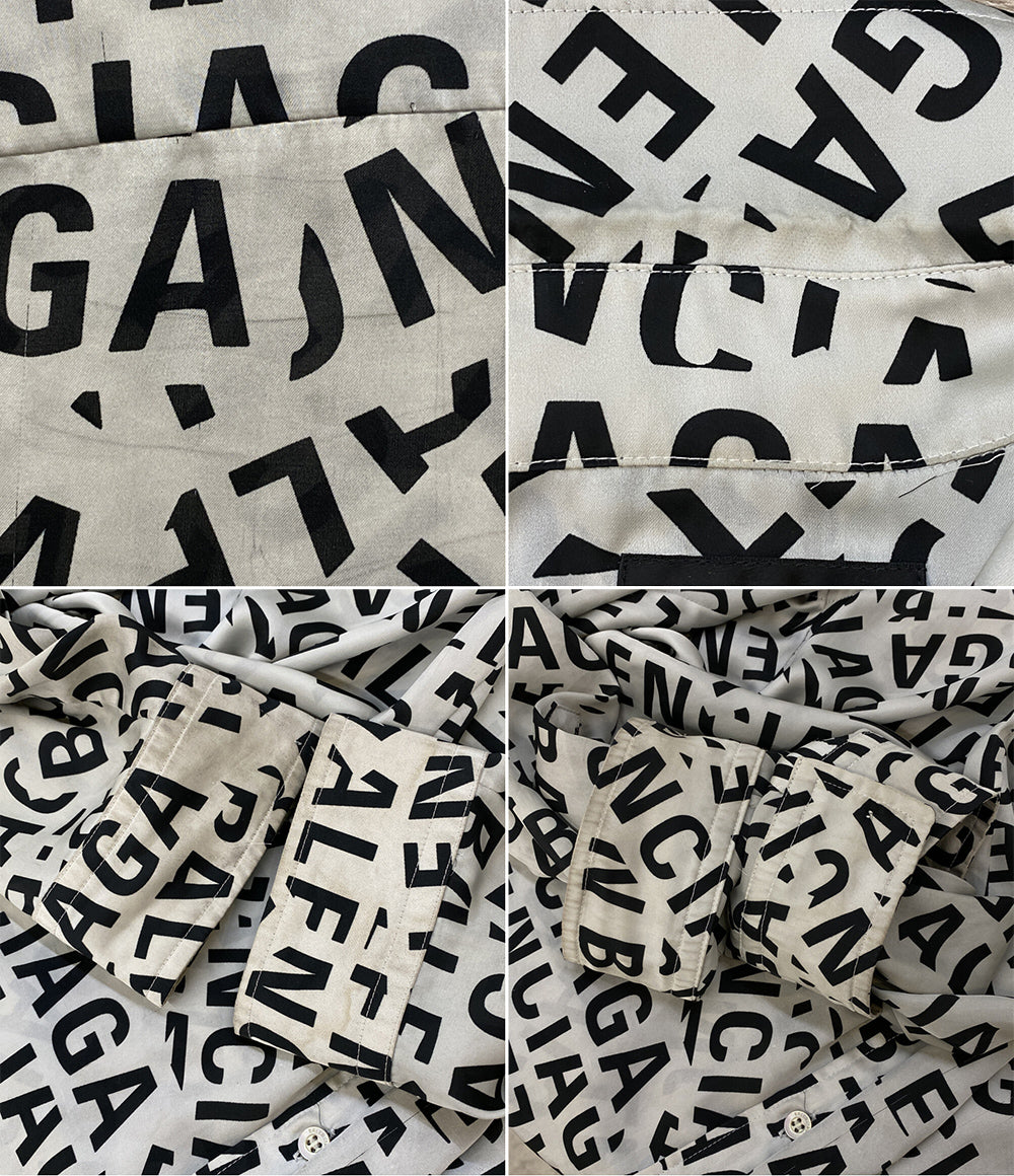 BALENCIAGA 長袖シャツ ロゴグラム グレー 22SS メンズ SIZE 38 バレンシアガ