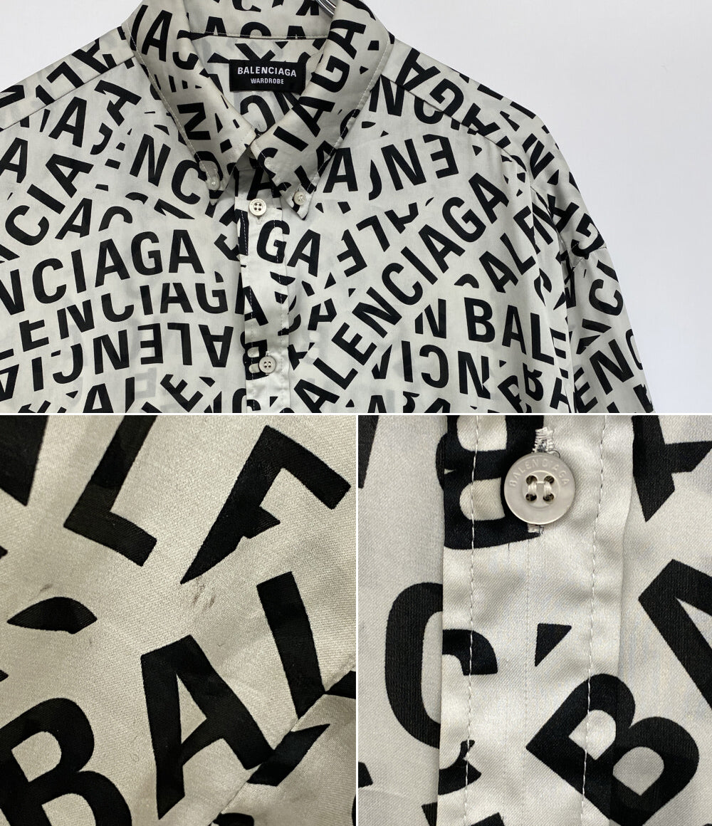 BALENCIAGA 長袖シャツ ロゴグラム グレー 22SS メンズ SIZE 38 バレンシアガ