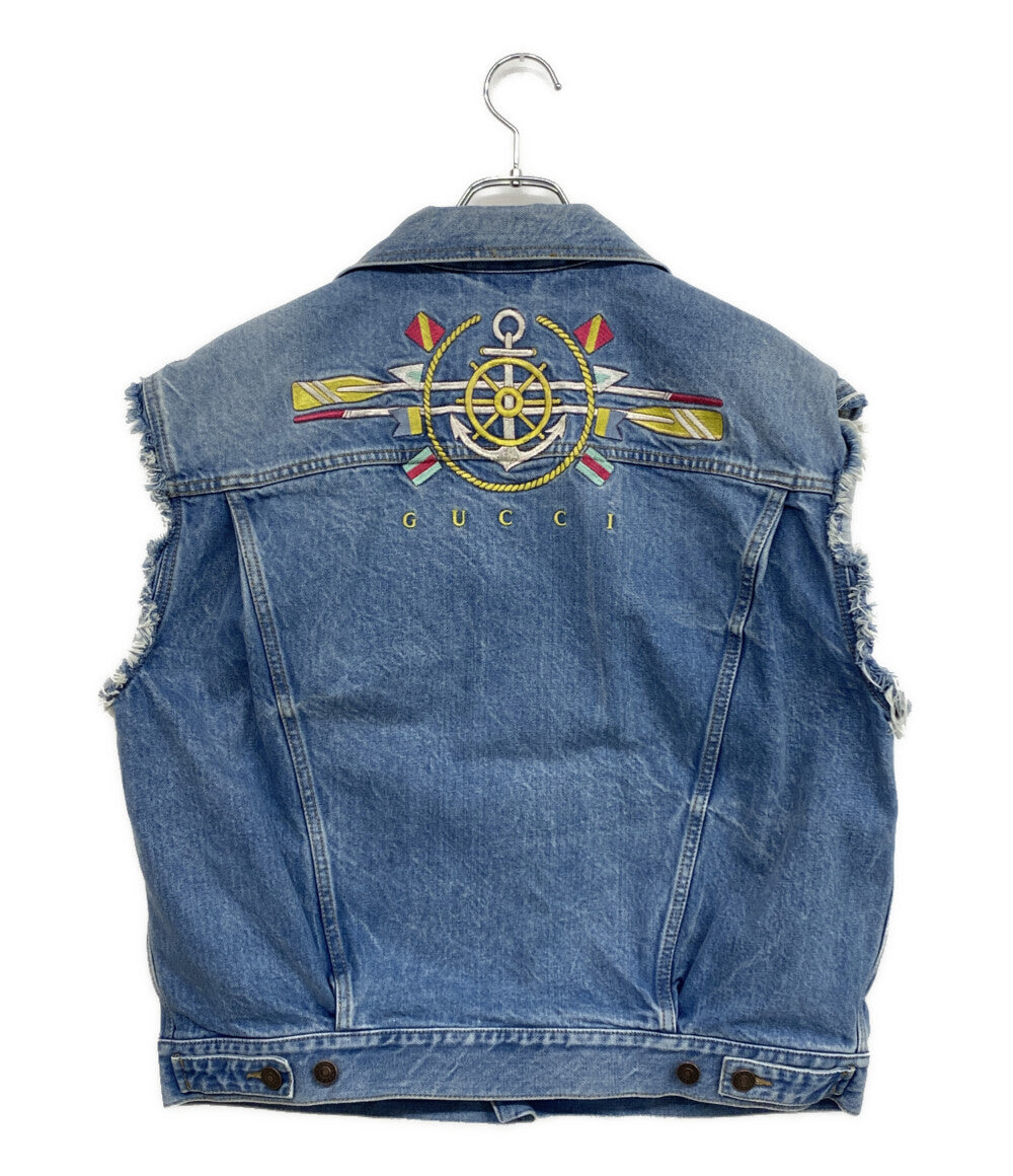 GUCCI デニムベスト アンカー刺しゅう 599985 XDA1A メンズ SIZE 48 グッチ