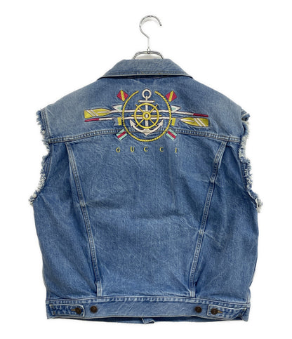 GUCCI デニムベスト アンカー刺しゅう 599985 XDA1A メンズ SIZE 48 グッチ