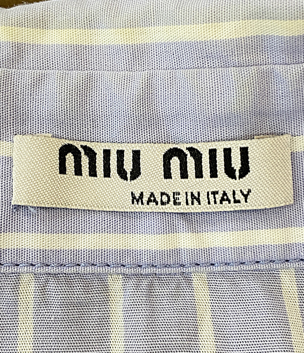 MIU MIU 装飾デザインストライプ長袖シャツ レディース SIZE 36 ミュウミュウ