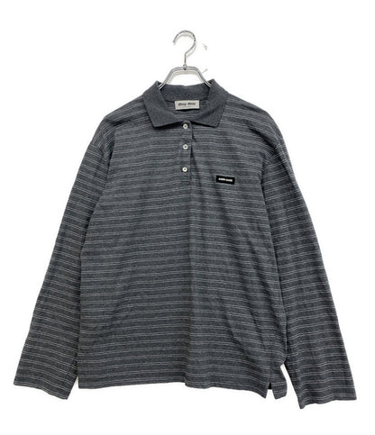 MIU MIU 長袖ポロシャツ ボーダー BOX LOGO POLO 24SS メンズ SIZE M ミュウ ミュウ