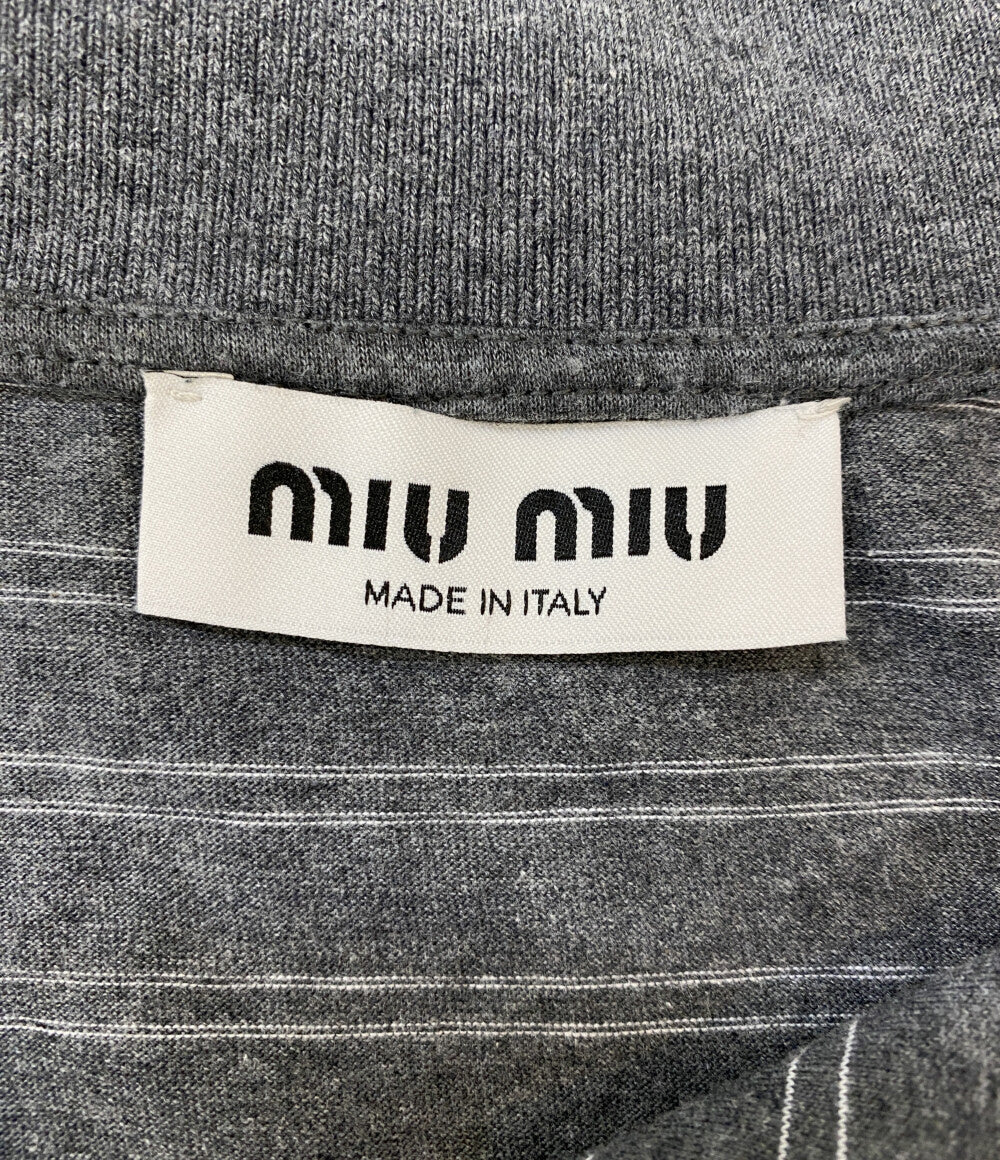 MIU MIU 長袖ポロシャツ ボーダー BOX LOGO POLO 24SS メンズ SIZE M
