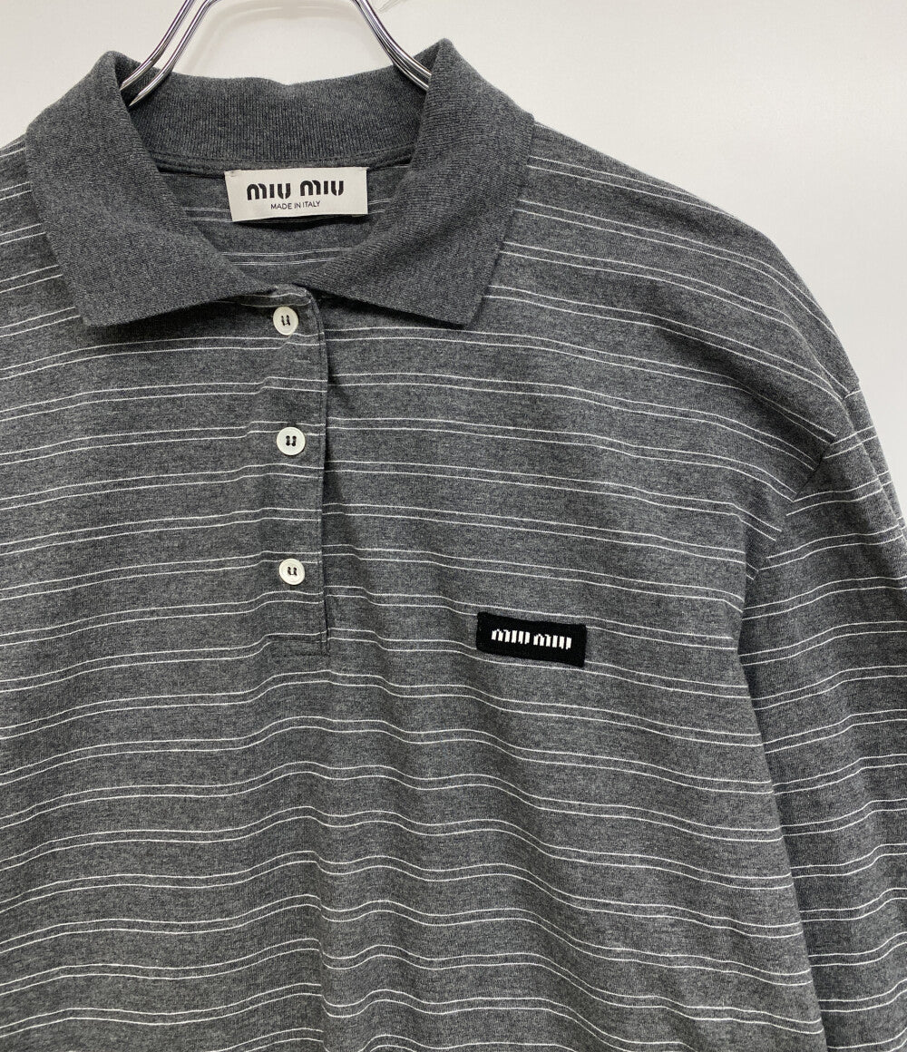 MIU MIU 長袖ポロシャツ ボーダー BOX LOGO POLO 24SS メンズ SIZE M