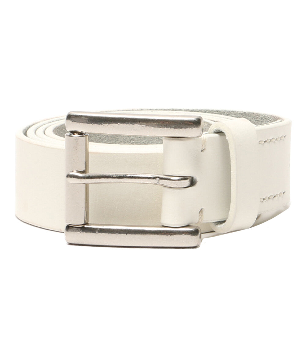 YOHJI YAMAMOTO POUR HOMME ベルト WHITE LEATHER 30MM PLAIN BELT メンズ ヨウジヤマモトプールオム