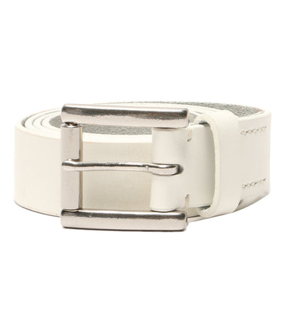 YOHJI YAMAMOTO POUR HOMME ベルト WHITE LEATHER 30MM PLAIN BELT メンズ ヨウジヤマモトプールオム