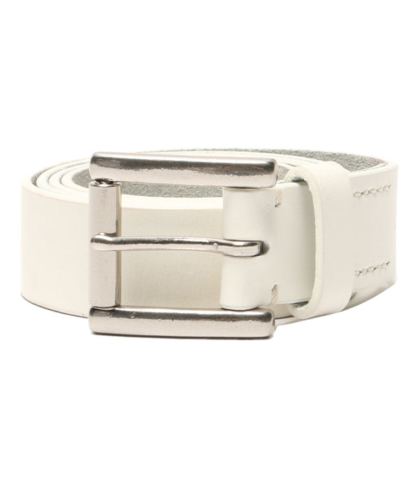 YOHJI YAMAMOTO POUR HOMME ベルト WHITE LEATHER 30MM PLAIN BELT