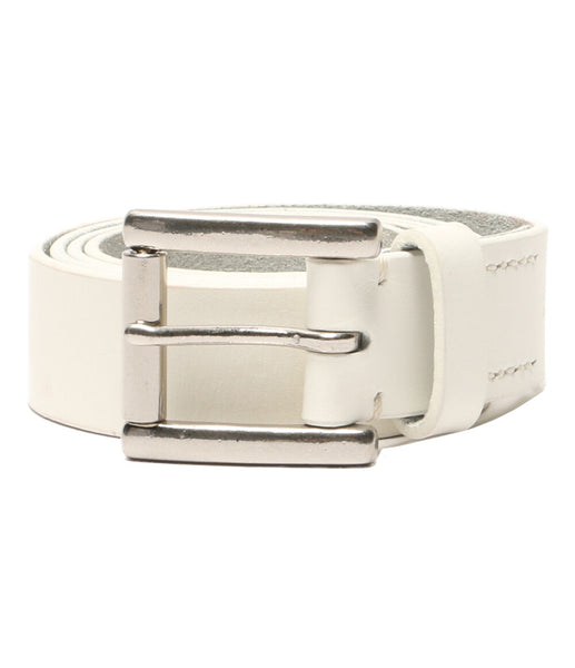 YOHJI YAMAMOTO POUR HOMME ベルト WHITE LEATHER 30MM PLAIN BELT