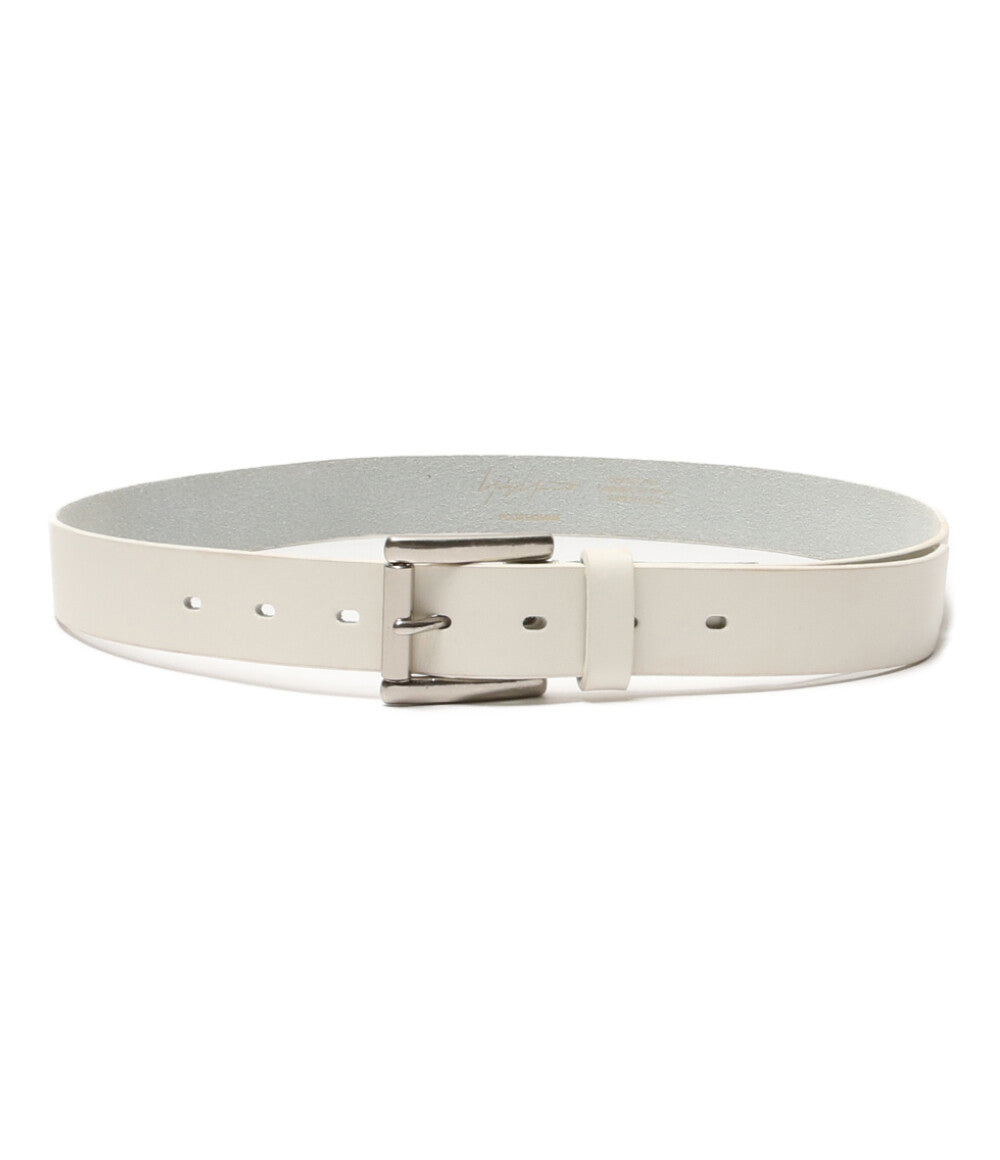 YOHJI YAMAMOTO POUR HOMME ベルト WHITE LEATHER 30MM PLAIN BELT