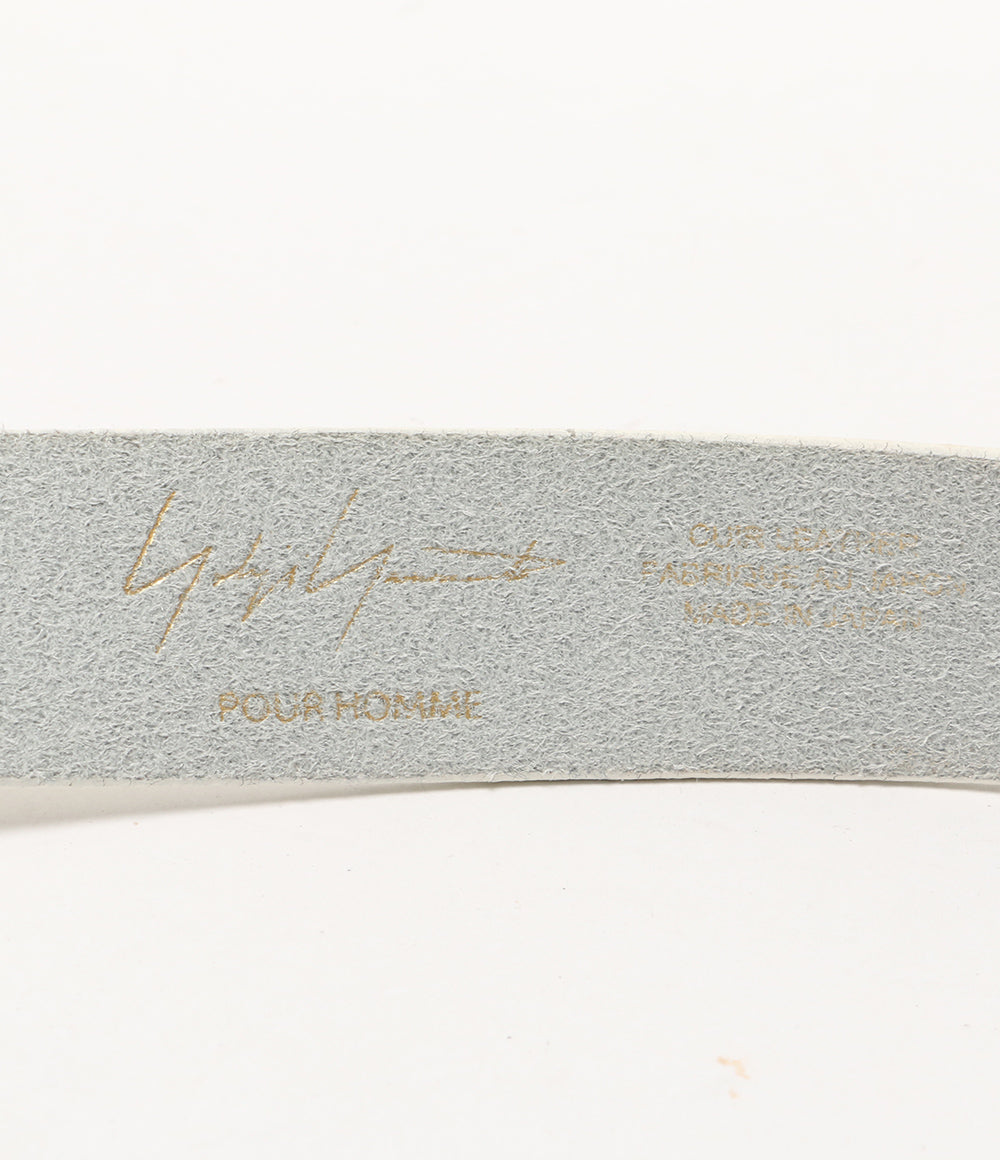 YOHJI YAMAMOTO POUR HOMME ベルト WHITE LEATHER 30MM PLAIN BELT メンズ ヨウジヤマモトプールオム