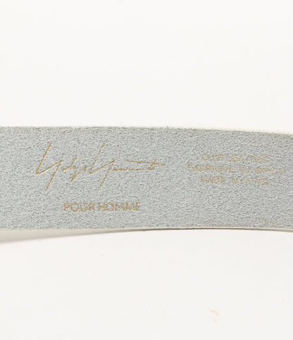 YOHJI YAMAMOTO POUR HOMME ベルト WHITE LEATHER 30MM PLAIN BELT メンズ ヨウジヤマモトプールオム