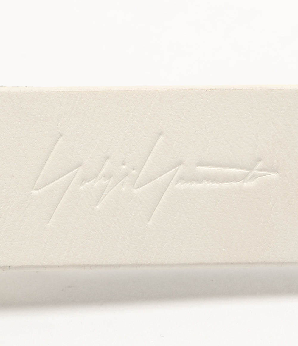 YOHJI YAMAMOTO POUR HOMME ベルト WHITE LEATHER 30MM PLAIN BELT メンズ ヨウジヤマモトプールオム