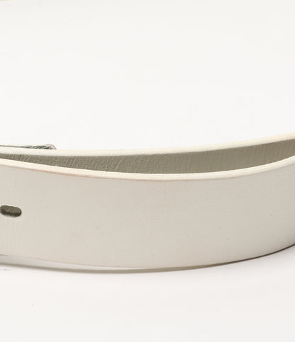 YOHJI YAMAMOTO POUR HOMME ベルト WHITE LEATHER 30MM PLAIN BELT メンズ ヨウジヤマモトプールオム