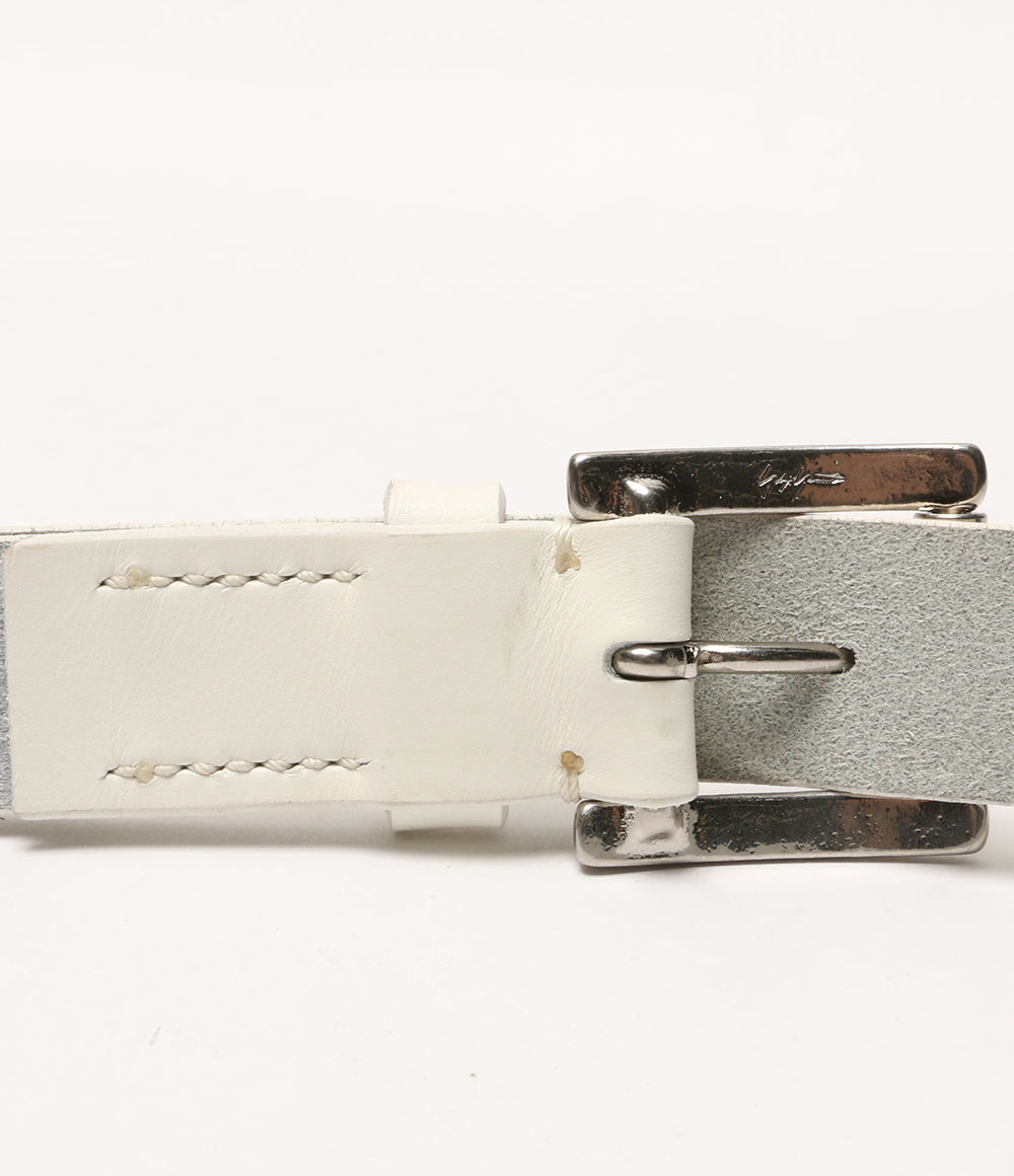 YOHJI YAMAMOTO POUR HOMME ベルト WHITE LEATHER 30MM PLAIN BELT メンズ ヨウジヤマモトプールオム