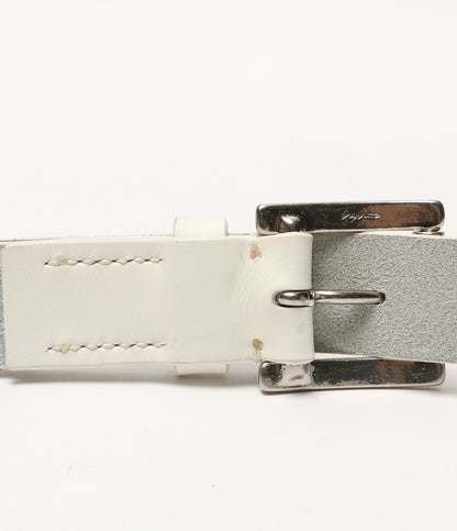 YOHJI YAMAMOTO POUR HOMME ベルト WHITE LEATHER 30MM PLAIN BELT メンズ ヨウジヤマモトプールオム
