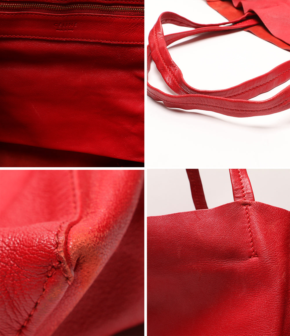 CELINE トートバッグ レザー ホリゾンタルカバ レッド レディース セリーヌ