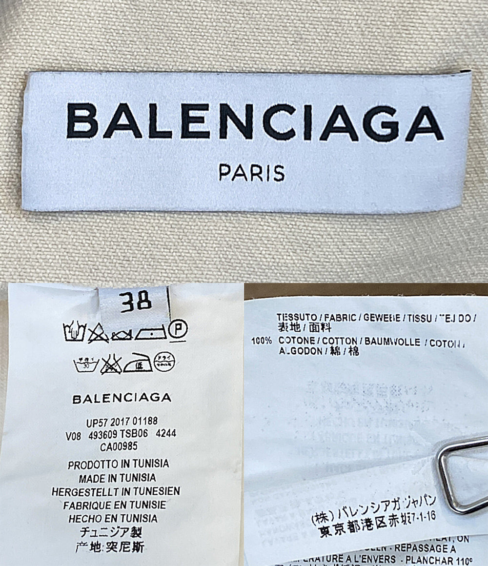 BALENCIAGA デニムジャケット バックロゴ ダメージ加工 メンズ SIZE 38 バレンシアガ
