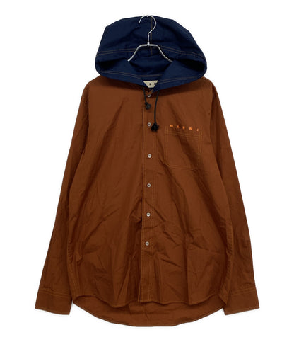 MARNI バイカラーフーデットシャツ 長袖 22SS CUMU0217P1 メンズ SIZE 48 マルニ