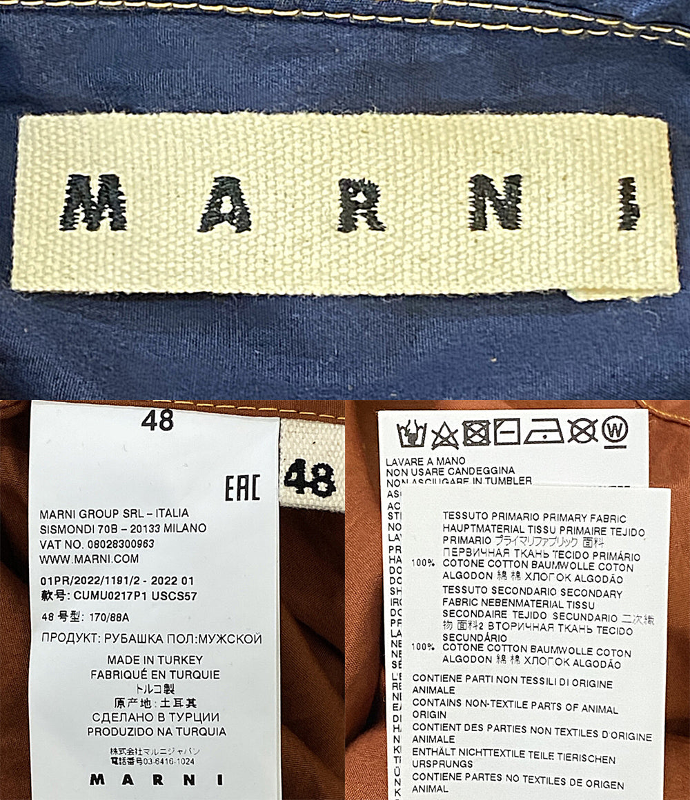 MARNI バイカラーフーデットシャツ 長袖 22SS CUMU0217P1 メンズ SIZE 48 マルニ