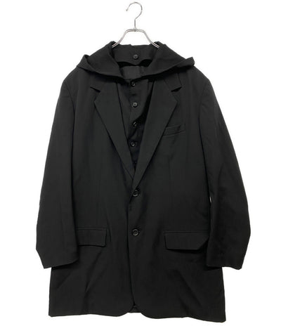 YOHJI YAMAMOTO POUR HOMME ウールギャバジンフードレイヤードジャケット H0-J29-100-2 メンズ SIZE 2 ヨウジヤマモトプールオム