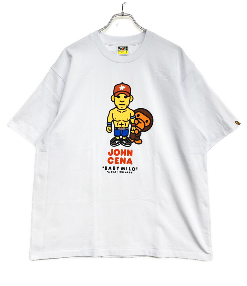 美品 A BATHING APE×WWE JOHN CENA ジョン・シナ 半袖Ｔシャツ BABY MILO TEE メンズ SIZE L アベイシングエイプ